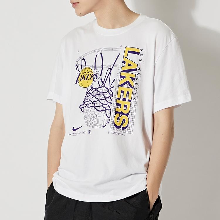 Nike Los Angeles Lakers Logo Print Quick-Dry Basketball T-Shirt Men Tops White CV6111-100