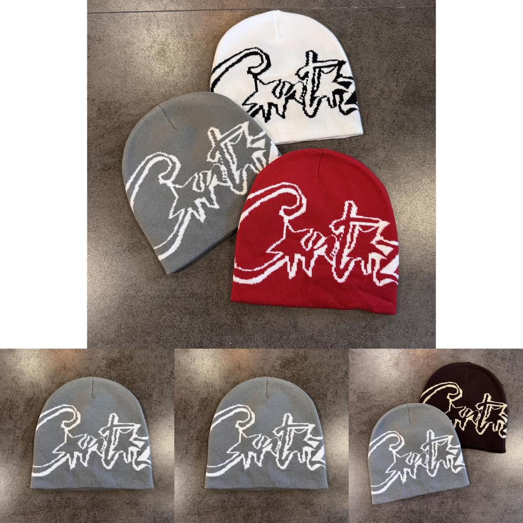 Acrylic Beanie Hat Unisex With Letter Design Casual Streetwear For Autumn Winter