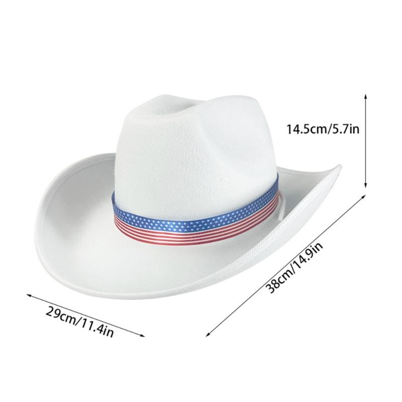 Homburg Cowboy Hats with Unique Patriotic Band Fedoras Hat Top Hat Classical Porkpie Hat for Boy Men Hat Theme Party