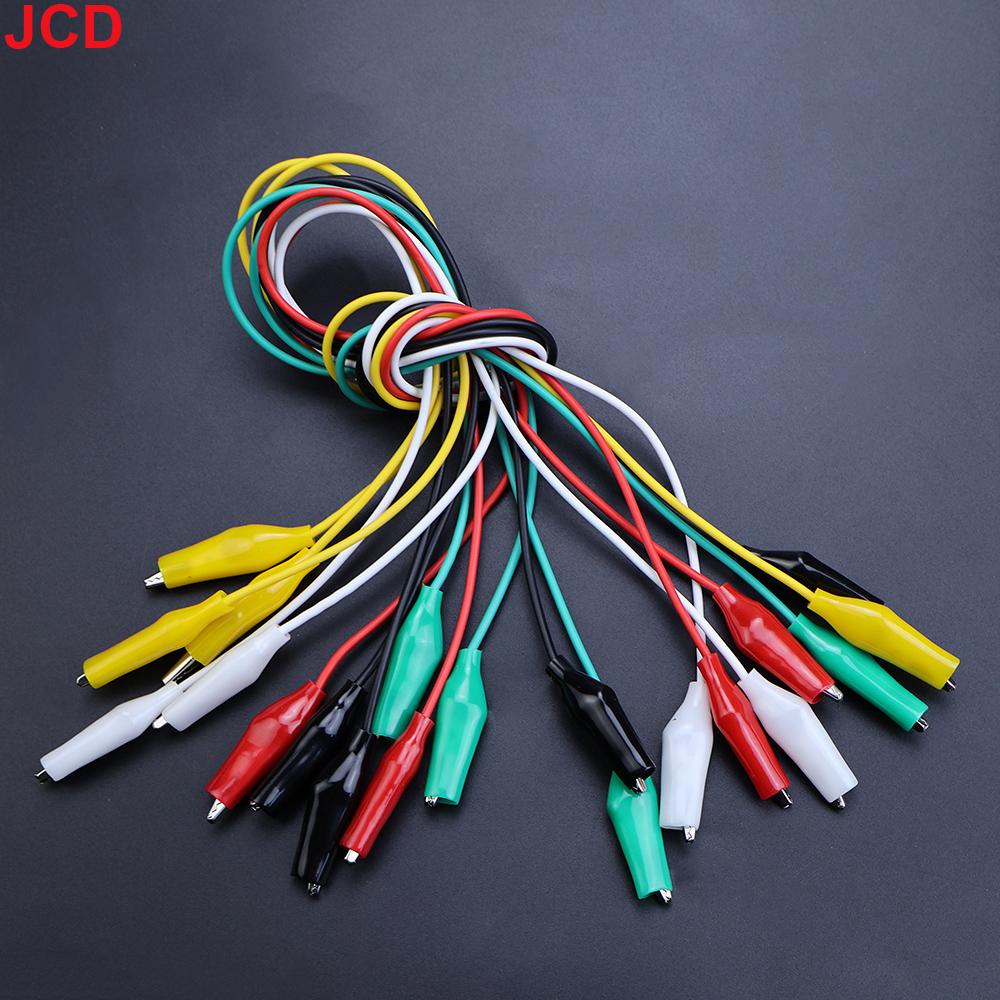 JCD 10PCS Alligator Clips Electrical, 5 Colors Test Leads with Testing Probes Crocodile Jumper Wires Cable with Alligator Clips