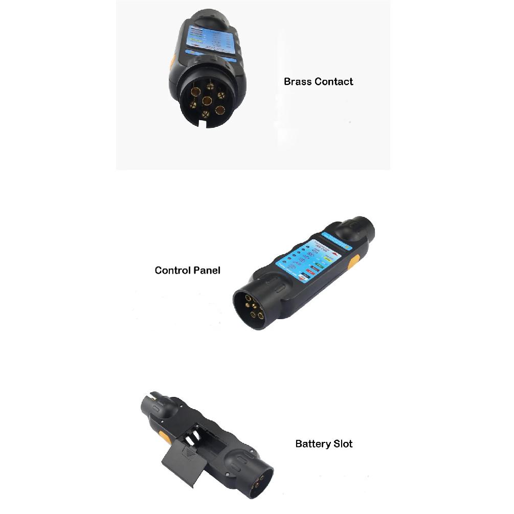 12V European 7 Pin Trailer Plug Socket Tester Durable Truck Wiring Circuit Light Test Tool RV Car Trailer Socket Circuit Testing