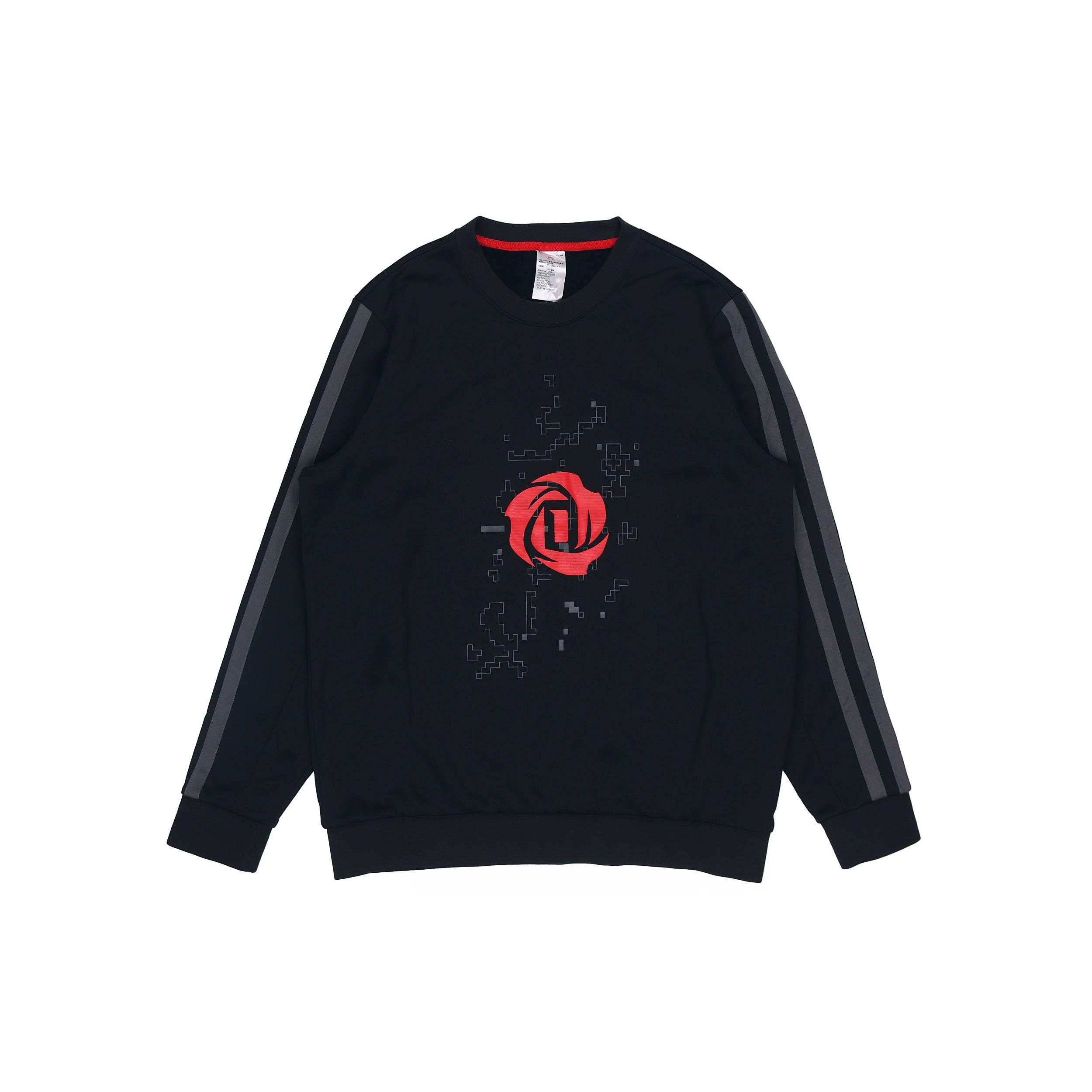 adidas Rose Crew Printing Fleece Lined Stay Warm Sports Round Neck Pullover Black Men s GP4574 L