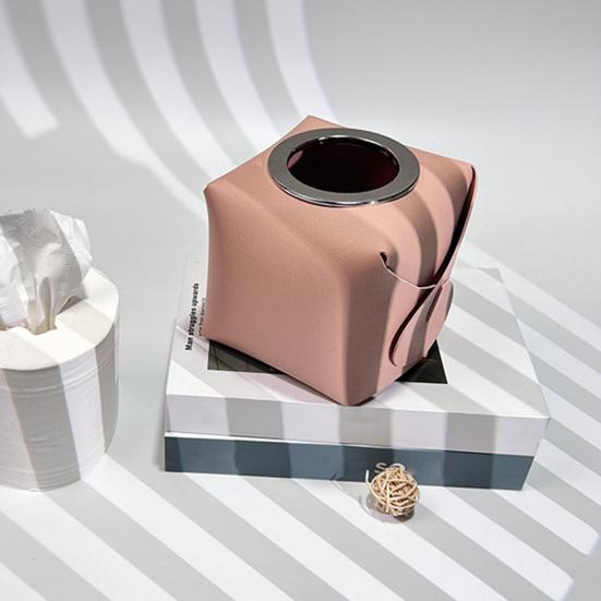 Roll Paper Storage Box Durable High Capacity Faux Leather Car Tissue Holder for Toilet