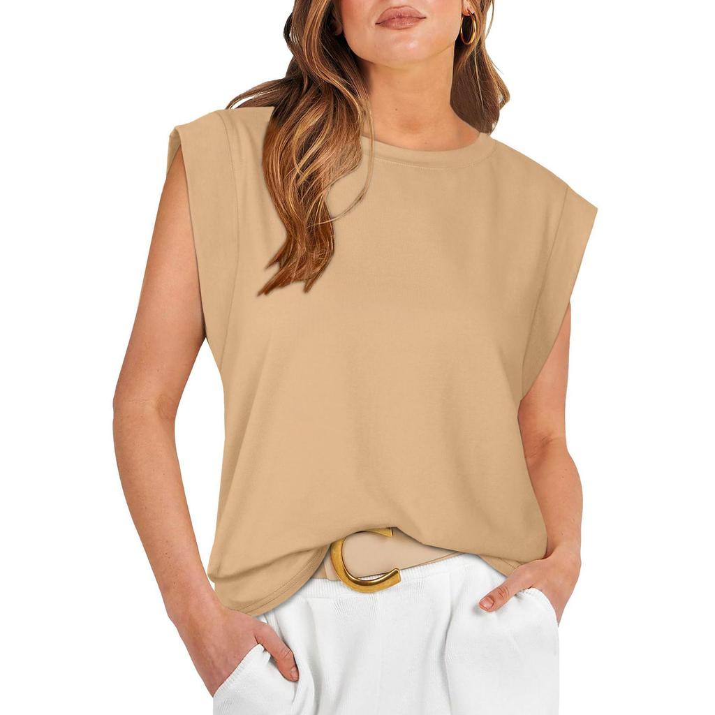 2026 Spring Women's Solid Color Fashion Pullover T-shirt Vest Top
