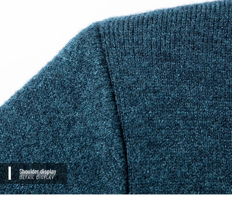 Men's Middle-Aged Casual Zipper Stand Collar Thickened Plus Velvet Base Layer Sweater - 2025 Autumn/Winter Collection