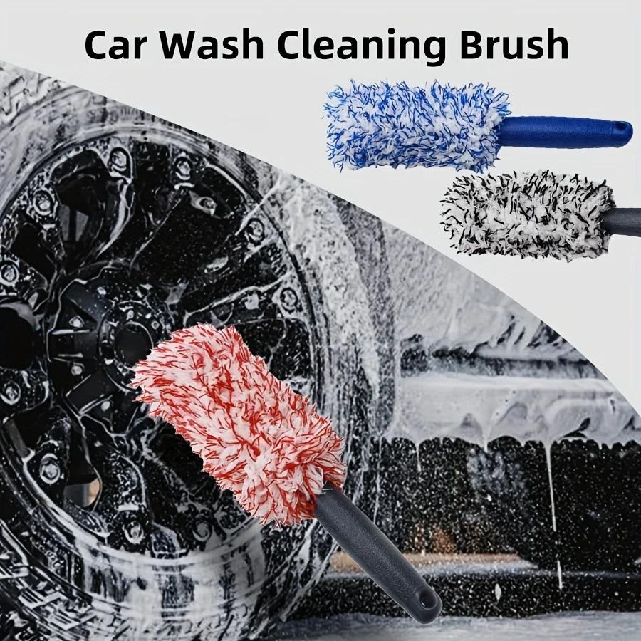 

Wheel Rim Cleaning Brush Plush Microfiber Non Slip Handle Portable for Rims Spokes Wheel Barrel Car Detailing Dust Removal Tool чёрный