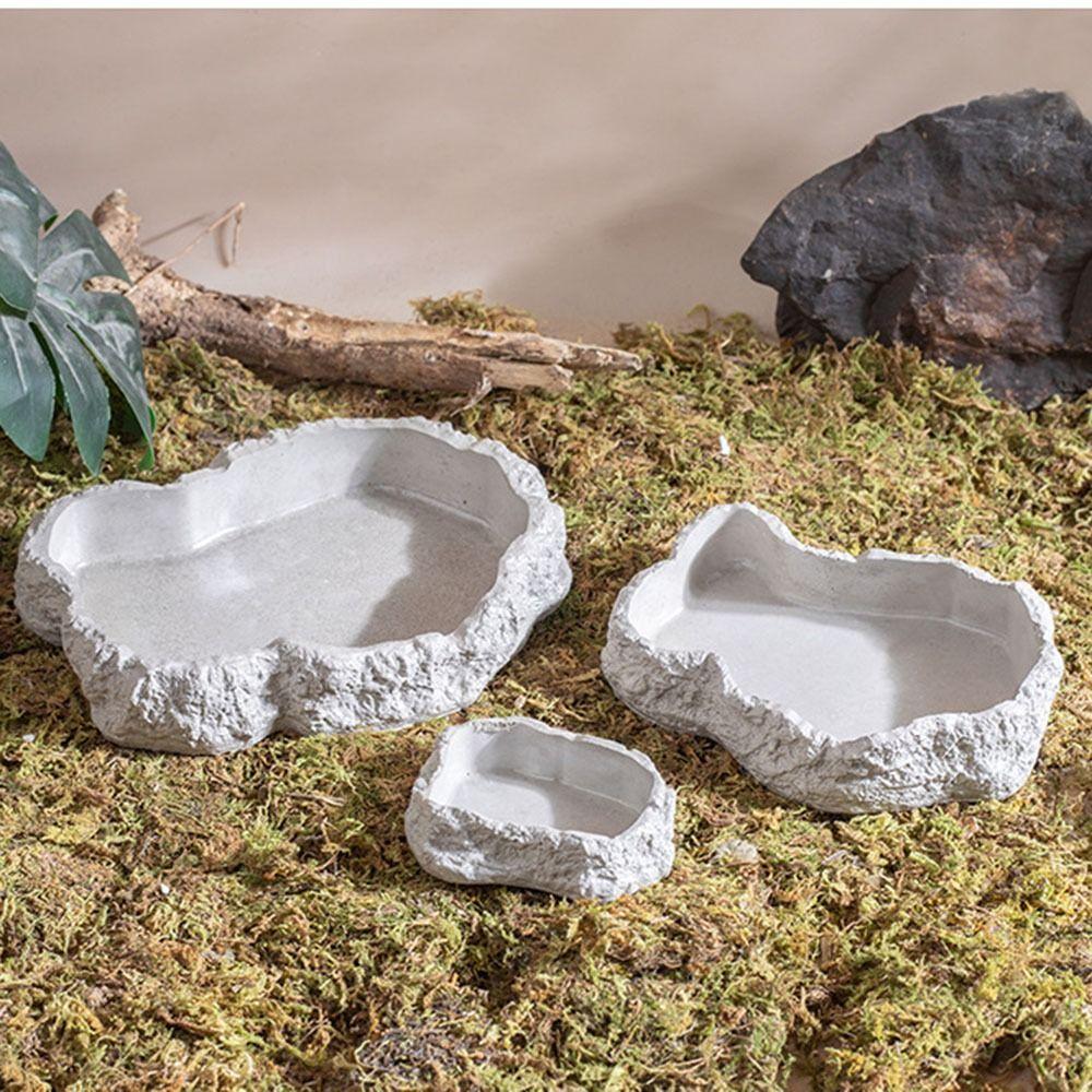 Anti-slip Climbing Pet Food Bowl Realistic Stone Reptile Food Bowl Mini Pet Water Dish Gecko