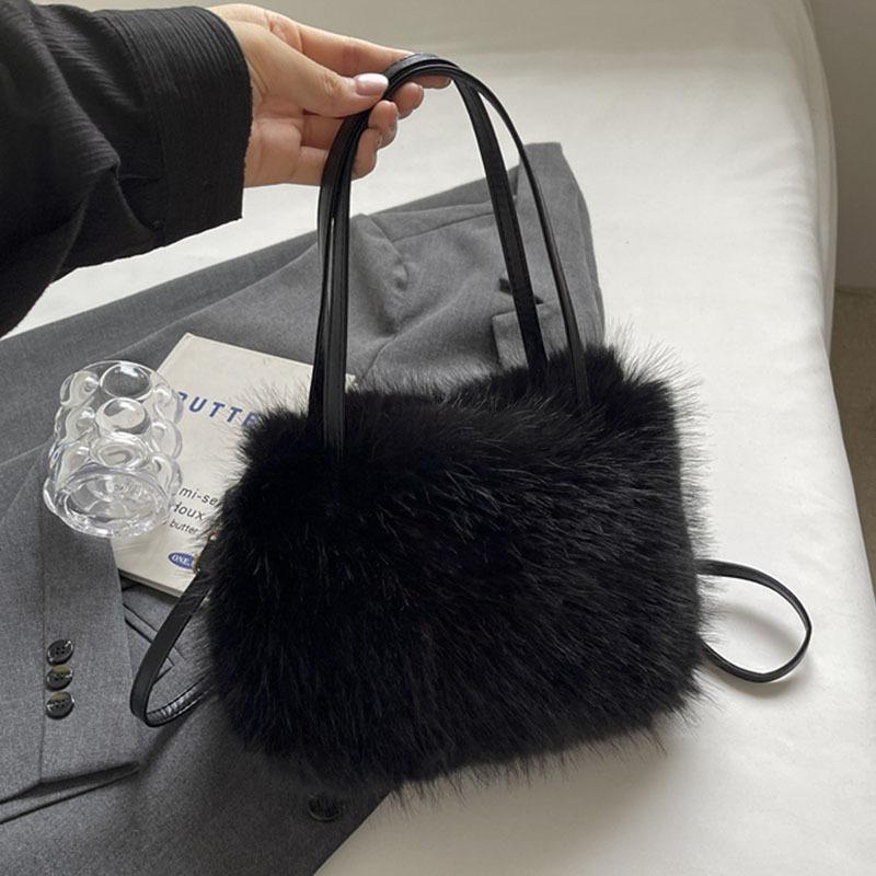 Plush Bag Women's Large-capacity New Autumn and Winter Versatile Messenger Bag High-end Plush Tote Bag