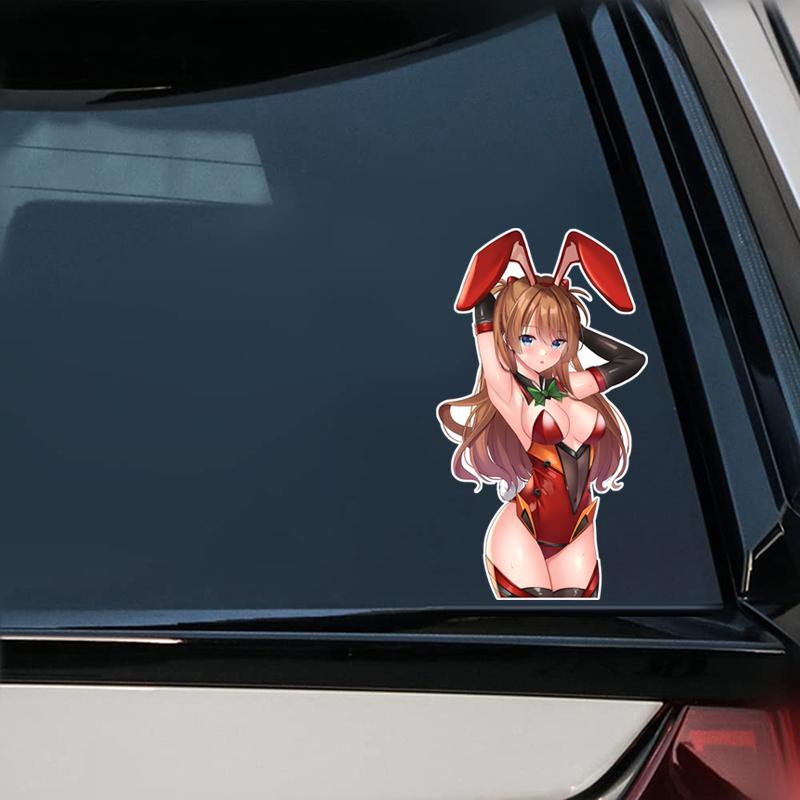 DM84#8.5x15cm Cute Anime Girl With Red Rabbit Ears Vinyl Car Sticker  Waterproof Vinyl Decal Car Accessories Decor