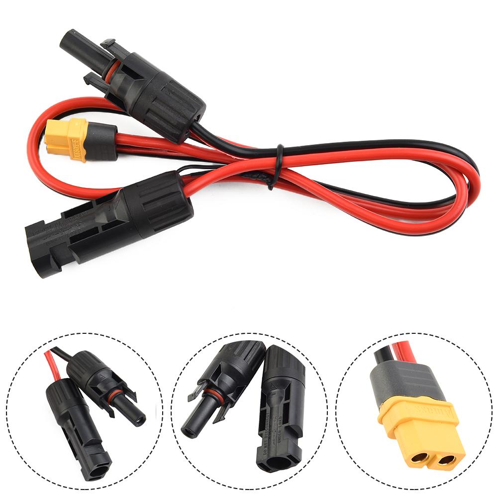 Charging Cable Connection Cable 0.6m Female Solar Panel Low Resistance PVC Solar Generator Firmly Dock Low Power Suitable