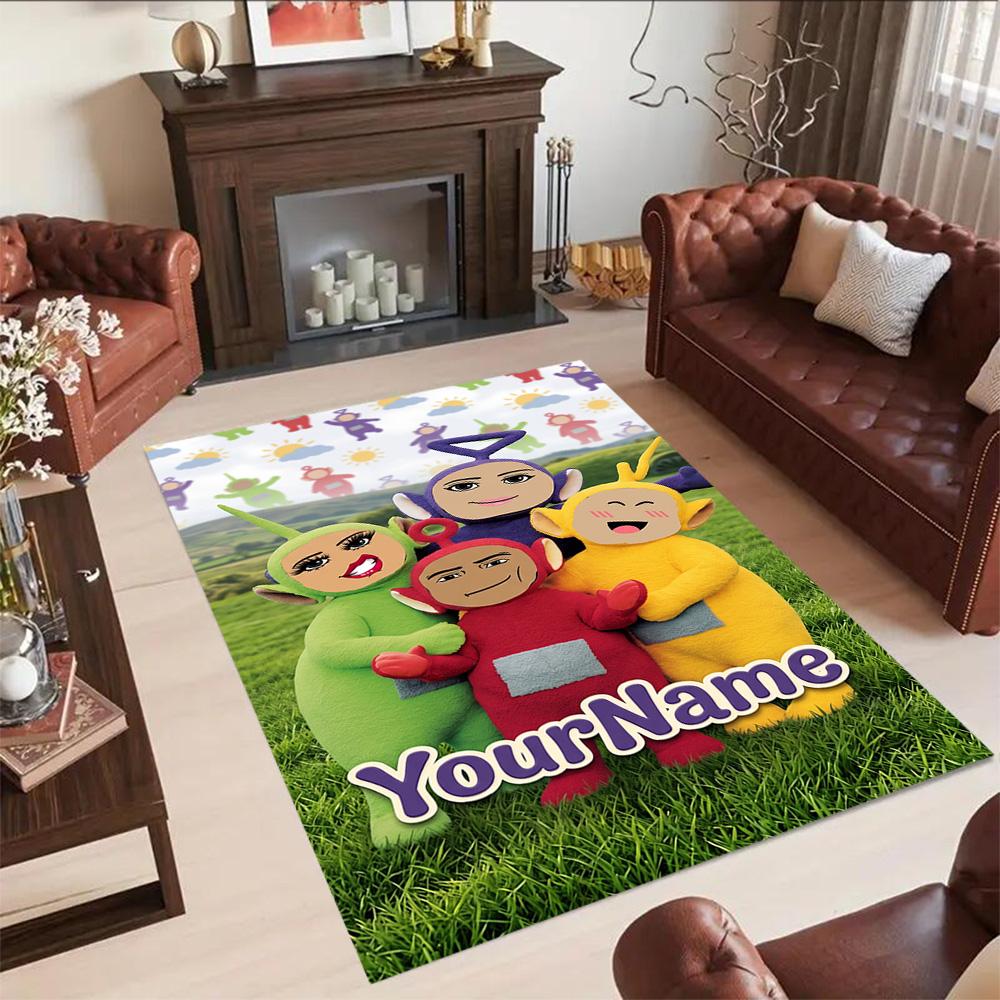 Teletubbies Personalized Text Area Rug Design for Entryway Kitchen Hallway Bedrooms Antislip Carpet Decorate Offices Birthday/Christmas Gift