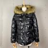 Giacca invernale da donna, nuova moda casual slim in cotone con collo in pelliccia sintetica e cappuccio, calda giacca con cappuccio in pelle PU con cerniera