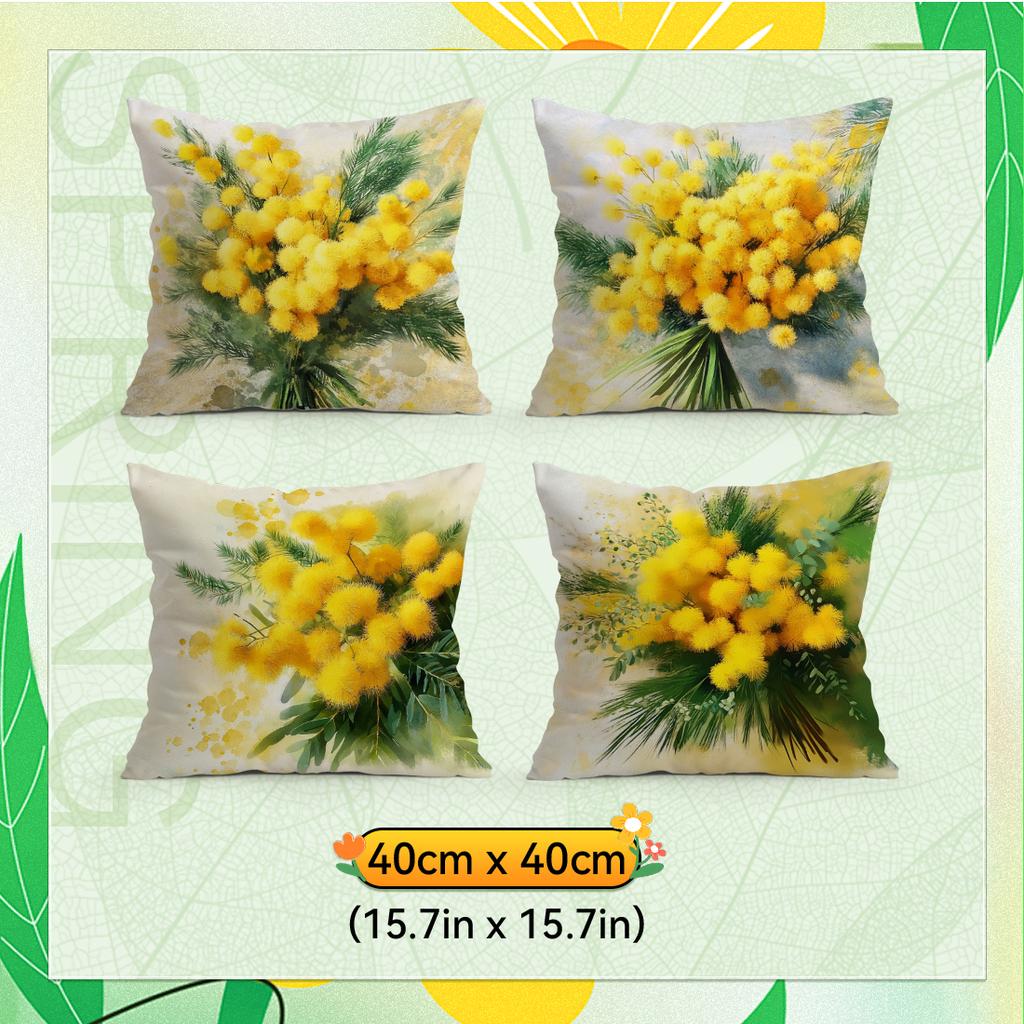 Warm Yellow Flower Pillowcase Printed Polyester 40/45/50Cm Throw Pillowcover Decorative Sofa Cushion Pillowslip Home Decor