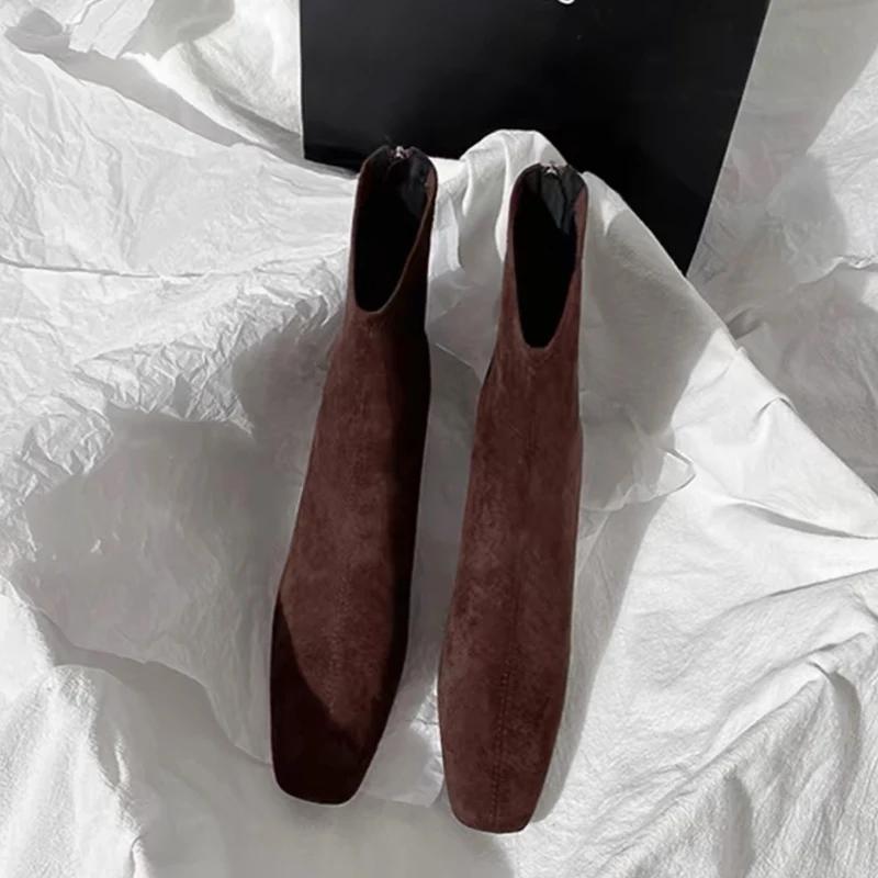 модные туфли на высоком каблуке женские замшевые ботильоны зимние дизайнерские туфли — фото 3