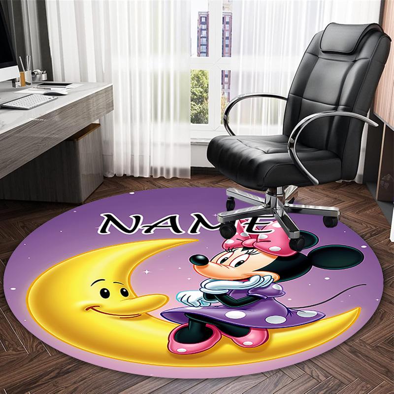Customizable Minnie (8) Round Non-Slip Carpet - Ideal for Garden, Picnic, Office, Perfect for Decoration, Suitable For All Seasons