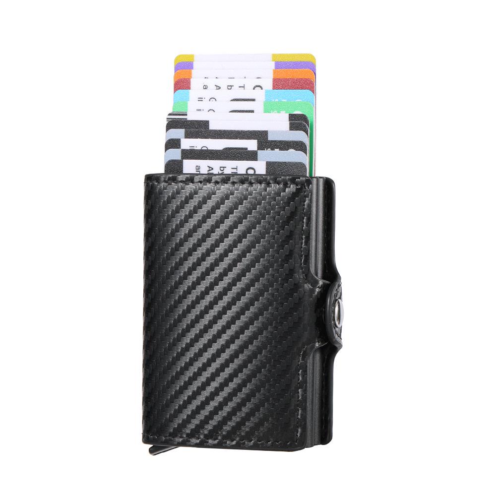 European & American Anti-Demagnetization Fashion Card Holder with Dual Aluminum Boxes, Automatic Pop-Up, Large Capacity & Multi-Card Slots