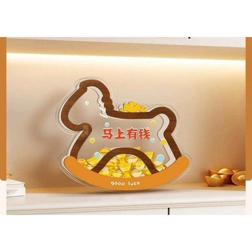 

Luxury Money Horse Decor, Acrylic Desktop Decoration, Living Room Cabinet Sculpture, Good Luck Gift for Opening Ceremony
