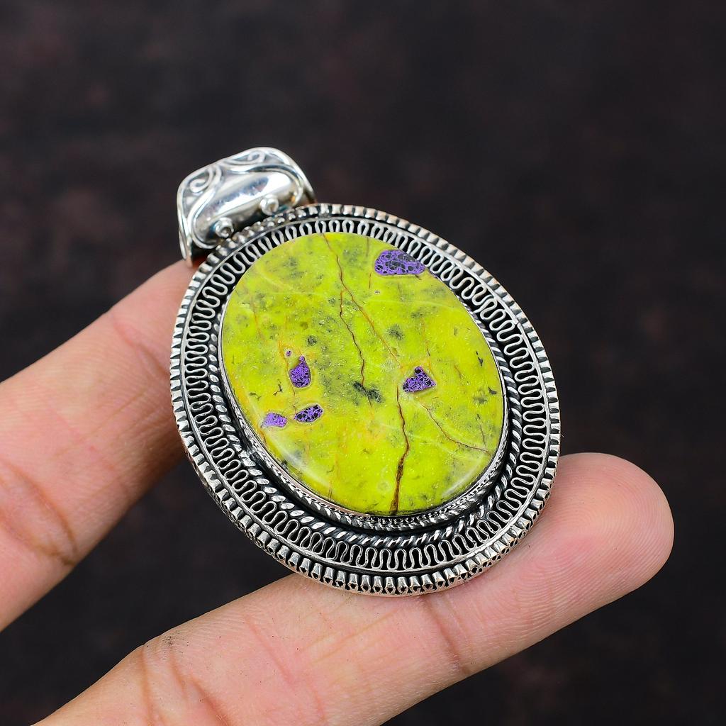 Stichtite Gemstone Pendant 925 Sterling Silver Pendant Stichtite Jewelry Handmade Pendant Vintage Pendant Engagement Gift Statement Jewelry