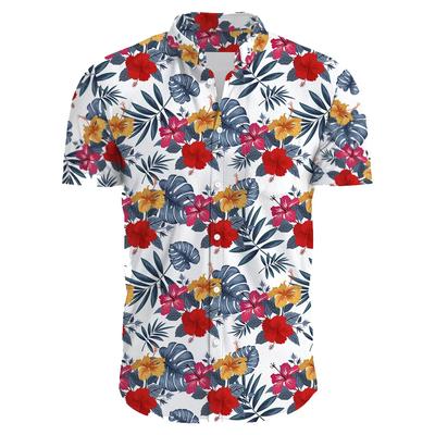 Men Shirts Print Hawaiian Flower Casual with Short Sleeve for Korean Fashion Clothing Costumes Oversized Tops Sale Floral