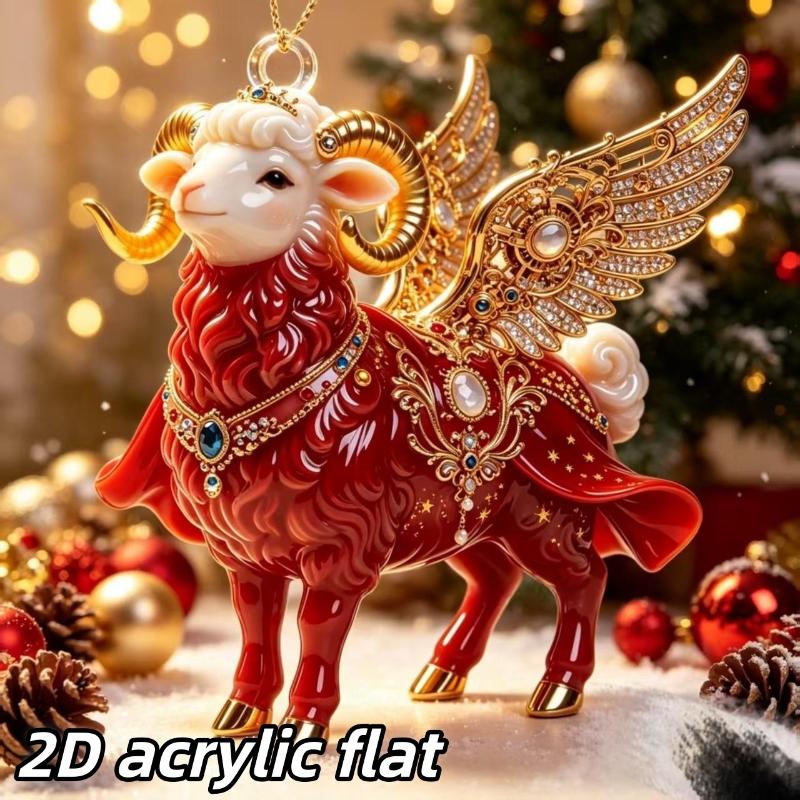 1Pcs Sheep Shaped Flat Acrylic Car Rearview Mirror Hanger Aesthetic Pendant for Auto Interior Home Shelf Decor