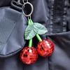 WTEMPO Green Leaves Cherry Shaped Keychains Mini Disco Balls Keychains Car Key/Door Key/Bag/ Backpack Keychain Pendents Festive Home Decor Ornaments