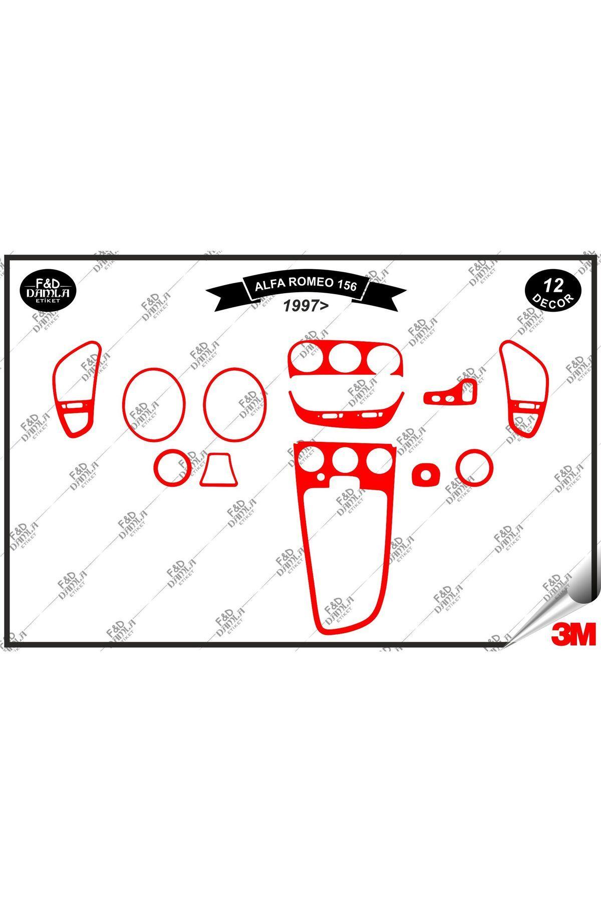 

Alfa Romeo 156 1997 Torpido Konsol Trim Göğüs Maun Kaplama Set 12 Parça Kırmızı