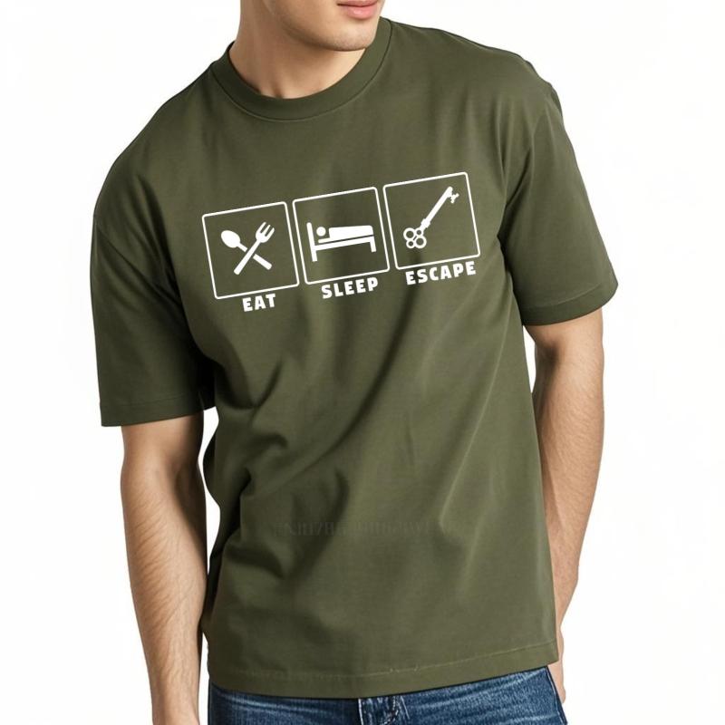 Men Cotton Tshirt Unisex Summer Man Tshirt Eat Sleep Escape Short Sleeve Solid Color Round Neck Tops Brand T Shirt for Man