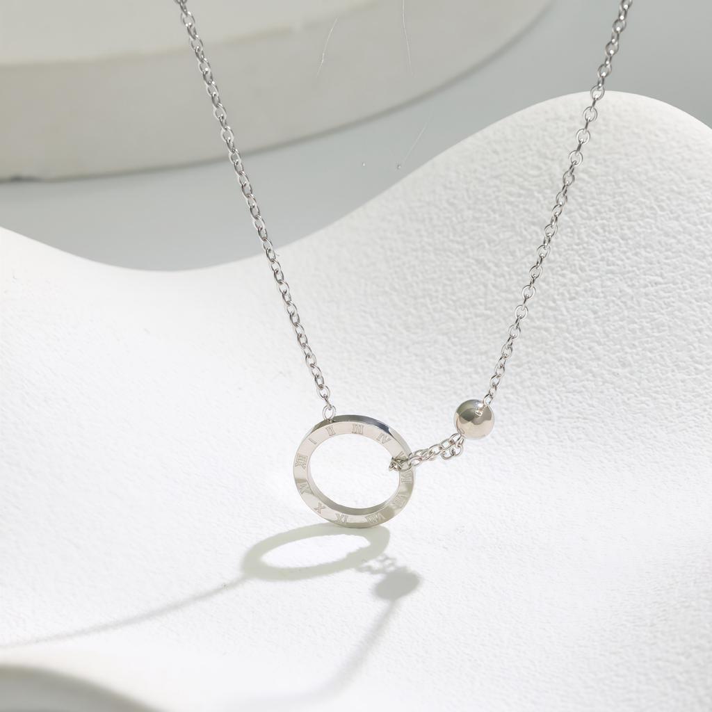 Cold Wind Roman Small Gold Ring Necklace Titanium Steel Collarbone Chain Women'S Niche Design Does Not Fade