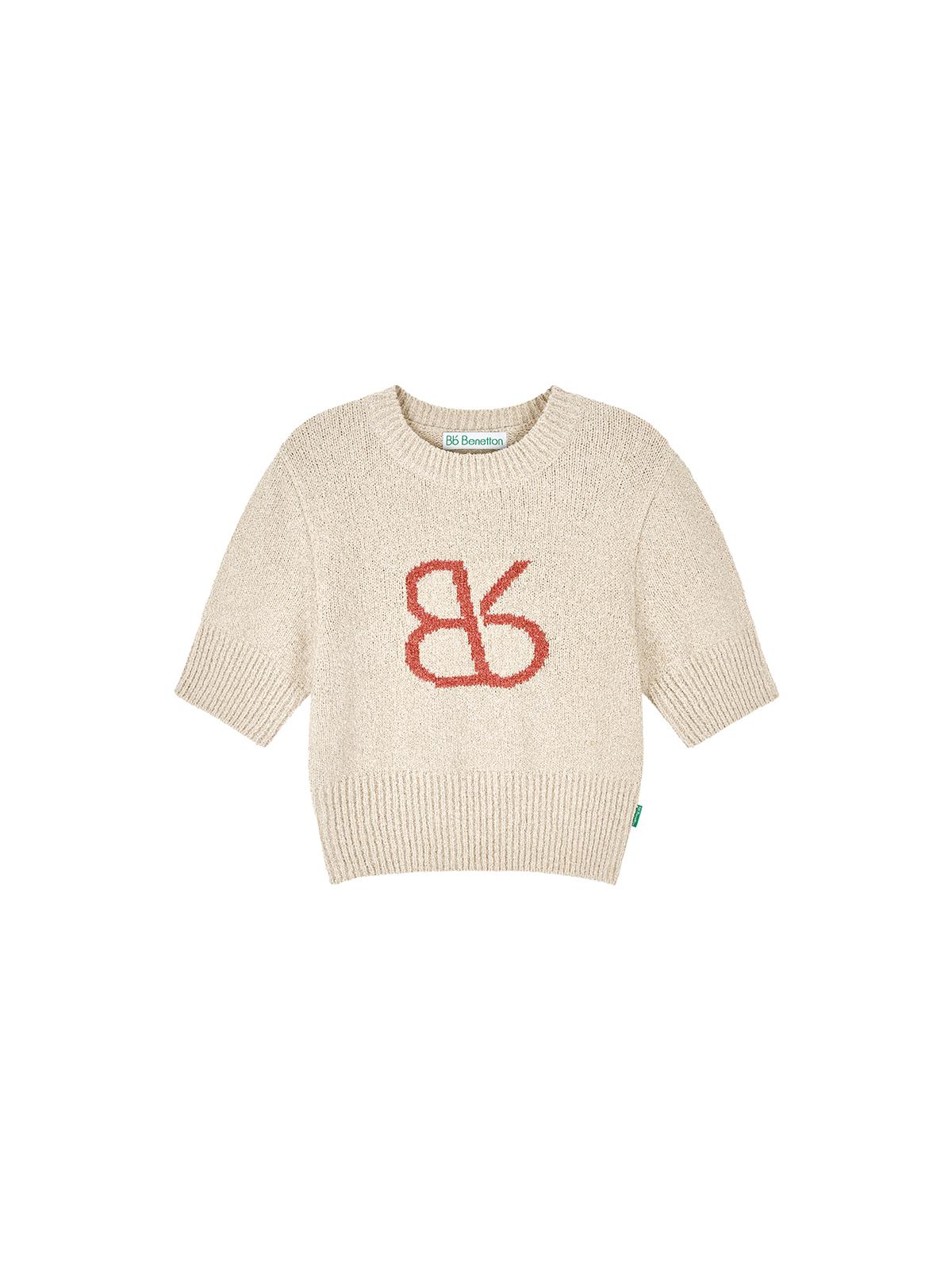 B-Flat Benetton Большой Биби Укороченный Полушерстяной Свитер (Кремовый цвет) S