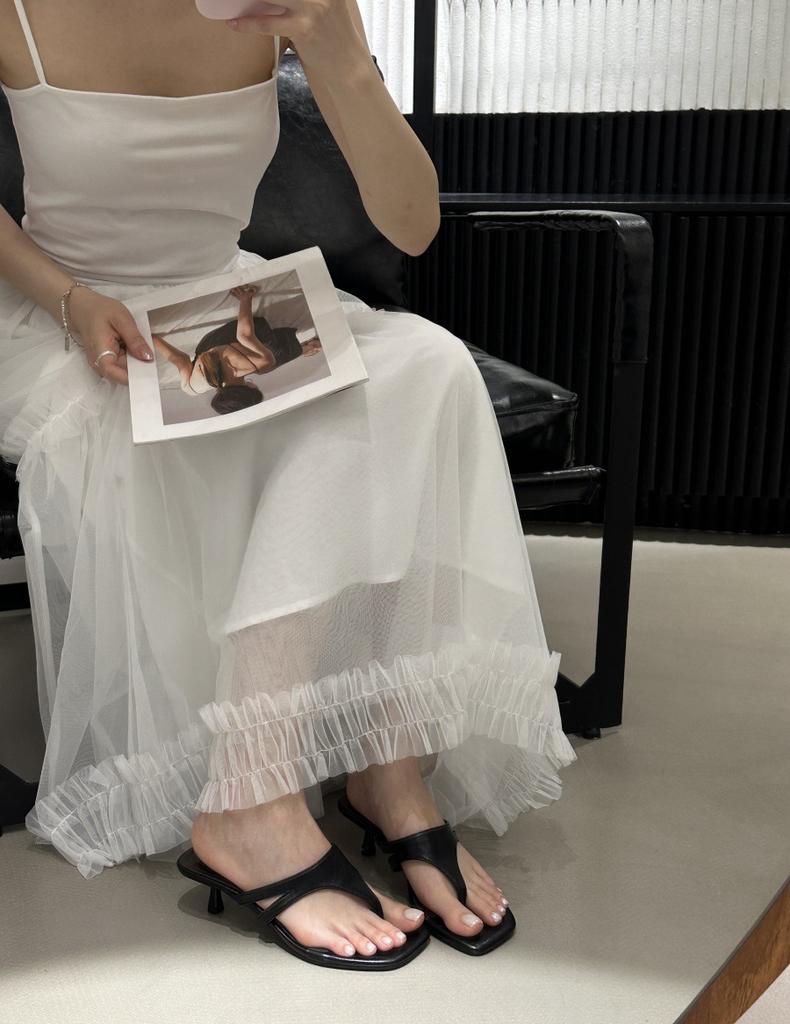 French Minimalist Temperament, Toe Stiletto Sandals, Flip-flops Versatile, One Word with Cool Slippers, Women