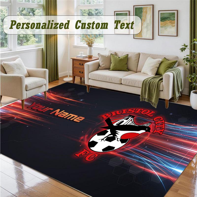 Crystal Velvet Square Rug Custom NameBristol City Pattern Non Slip Home Floor Decor Rug