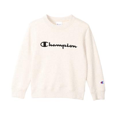 Sweatshirt Kids Long Sleeve Round Neck Cotton COTTON USA Script Logo Crew Neck Sweatshirt Basic Oatmeal 140 [Champion] 100% CK-Y002