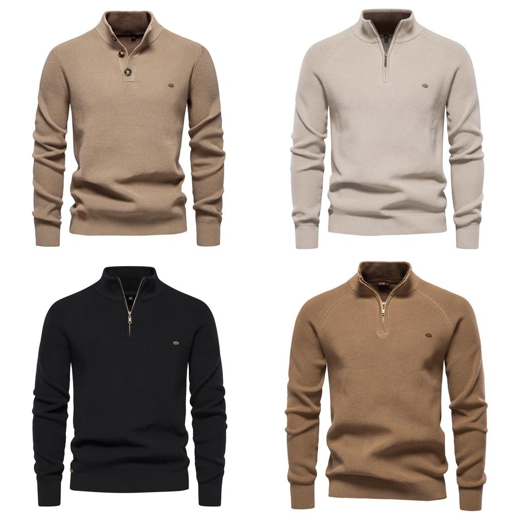 Pull d'automne pour homme à col rond avec mélange de coton stretch pour un style urbain décontracté
