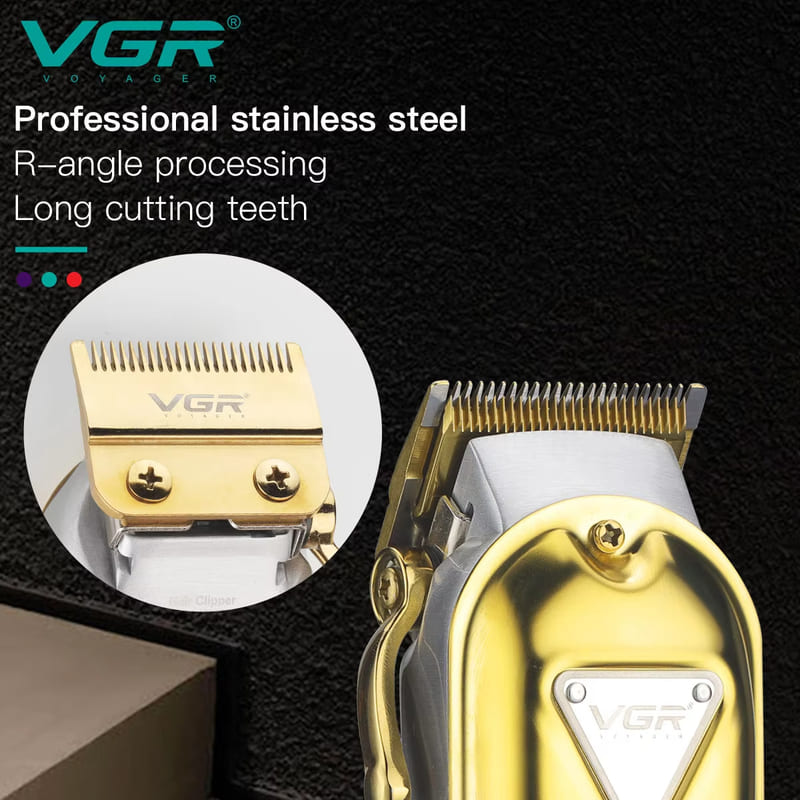 VGR V-134 Men's Professional All-metal Electric Hair Clipper with Long Battery Life  Rechargeable Stainless Steel Blade Clipper Carved Razor Shaver