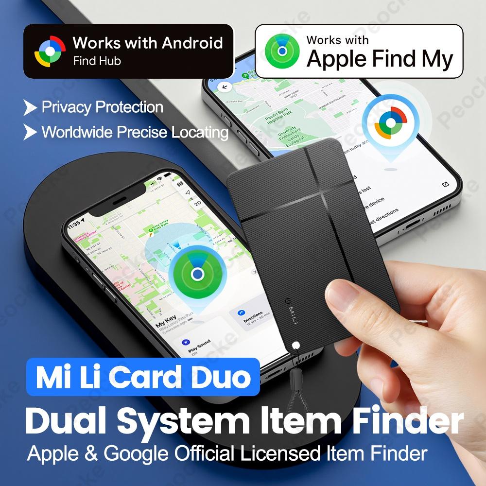 Dual System Mili Tracker Card Smart Location Tag GPS Tracker Compatible With Apple Find My Android Google Find Hub Item Finder