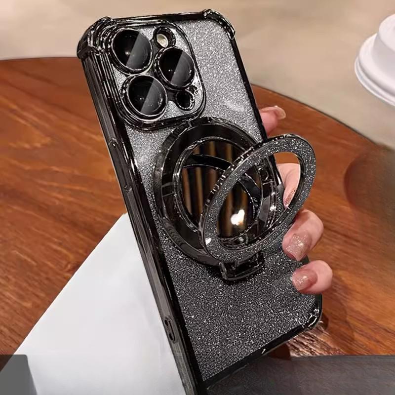 

Подходит для чехла для мобильного телефона Apple 15 Iphone14 Чехол с блестками и зеркалом для макияжа Складная подставка 13 Подушка безопасности на четырех углах 12 Противоударный 11 iPhone SE (second generation)