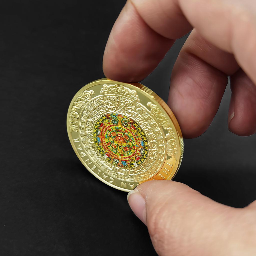 Mayan Calendar Commemorative Medal, Gold-plated Coin, Cultural Totem, Aztec Civilization Commemorative Coin, Creative Coin