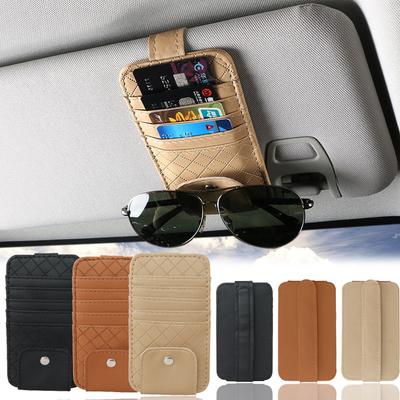 Car Sun Visor Card Holder Glasses Frame PU Leather Multi-pocket Anti-scratch Car Sun Visor Storage Bag Car Interior Accessories