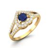 0.92 Cts Round Blue Sapphire 925 Sterling Silver Gold Vermeil Solitaire Accent Heart Women Wedding Ring