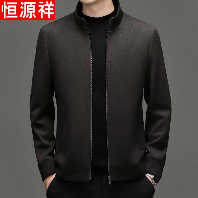 

Hengyuanxiang Men s Wool Blend Stand Collar Jacket XL