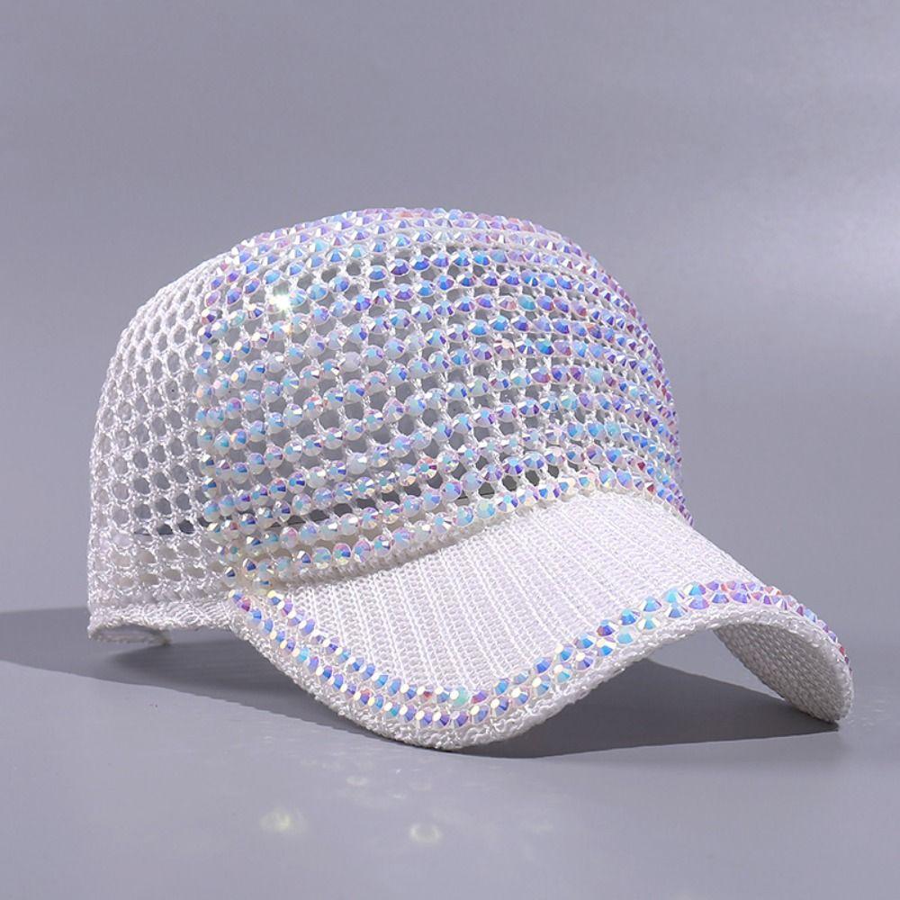 Lightweight Woman Shiny Cap Breathable Rhinestone Visor Hats  Outdoor Sports