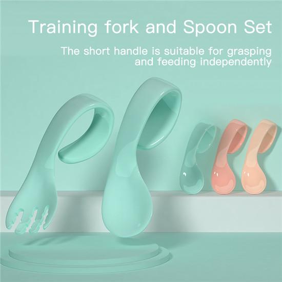 Kids Training Spoon Twisting Spoon Curved Fork And Spoon Set Elbow Spoon Childrens Tableware