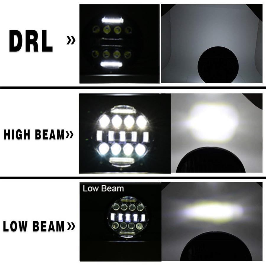 Pair 7'' 150W 10920Lm Round BlackLed Headlight High Low Beam With White Drl For Harley Jeep Wrangler Jk Tj Lj Cj Hummber H1 H2