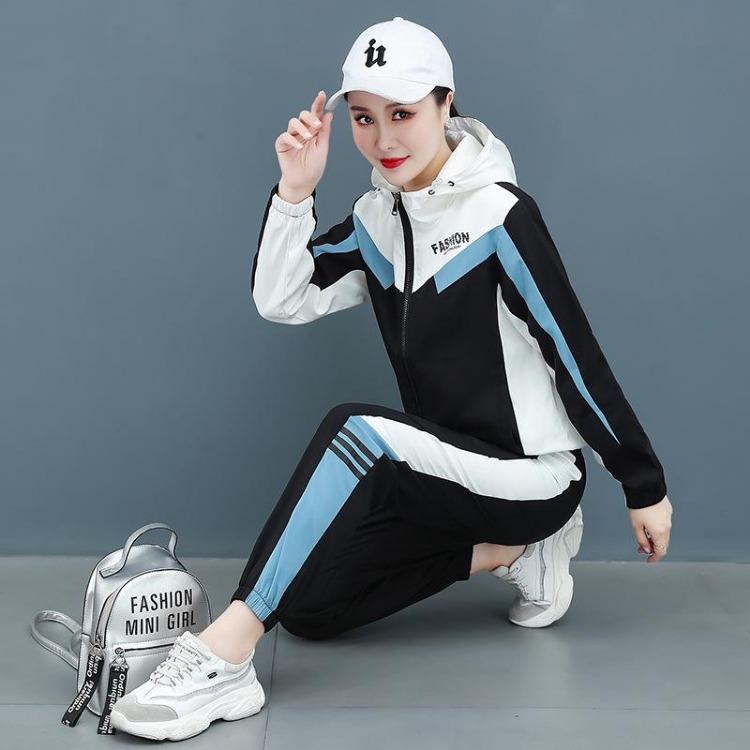 Womens Hooded Loose Comfort Two Piece Sports Suit Long Sleeve Fashion Set