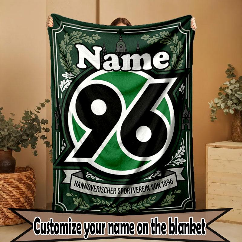 Custom Name Personalized Hannover 96 Football Print Blanket, Home Decor, Bedroom, Sofa, Camping, Couch, Gifts for Birthday Christmas