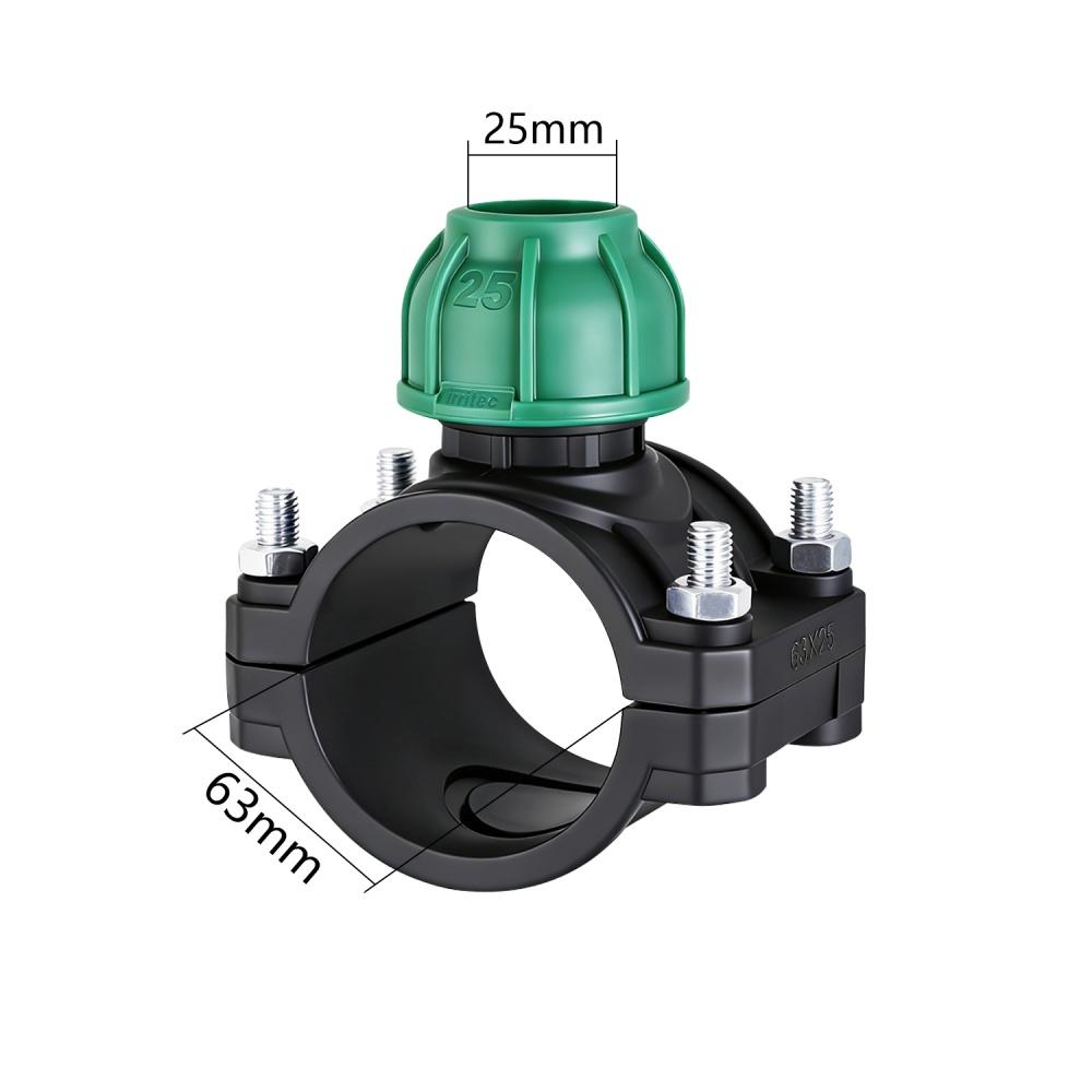 PVC/PP Saddle Clamp 20/25/32/40/50/63/75mm Garden Agricultural Irrigation Pipe PE Quick Connector 3-way Lock Nut Plastic Reducer