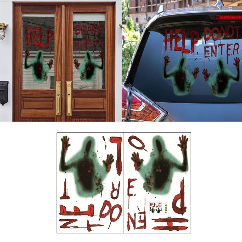 Creative Halloween Window Stickers PVC Decals Scary Automobile Exterior Deco