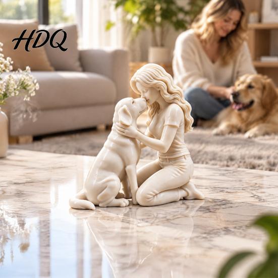 Gift for Dog Owners Woman And Figurine 3D Printed Pet Memorial Statue Personalized Statue Mom Desk Decor Sculpture Living Room Bedroom Desktop