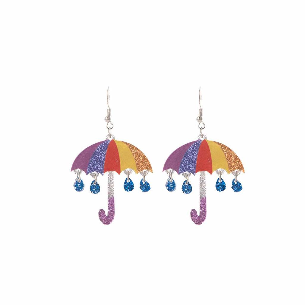 Summer Dopamine Stud Earrings Creative Acrylic Color Matching Umbrella Earrings Niche Vacation Style Fashion Earrings