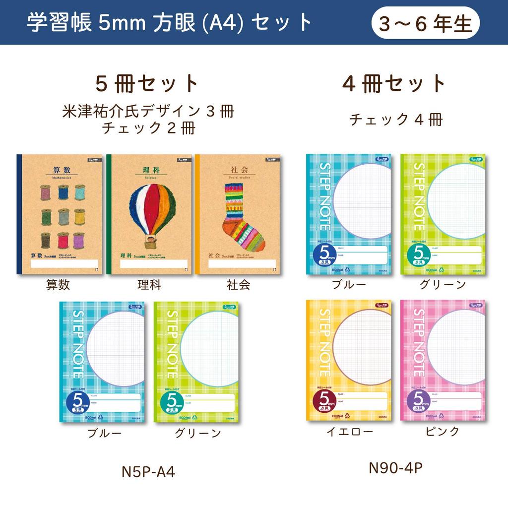 Sakura Craypas Study Yusuke Yonezu 5mm Thread Notebook, Design, A4, Grid, 10-Pack, (N908)